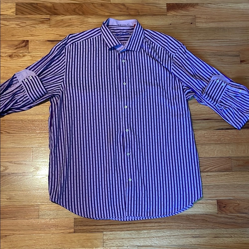 Robert Graham Purple Striped Long Sleeve Shirt